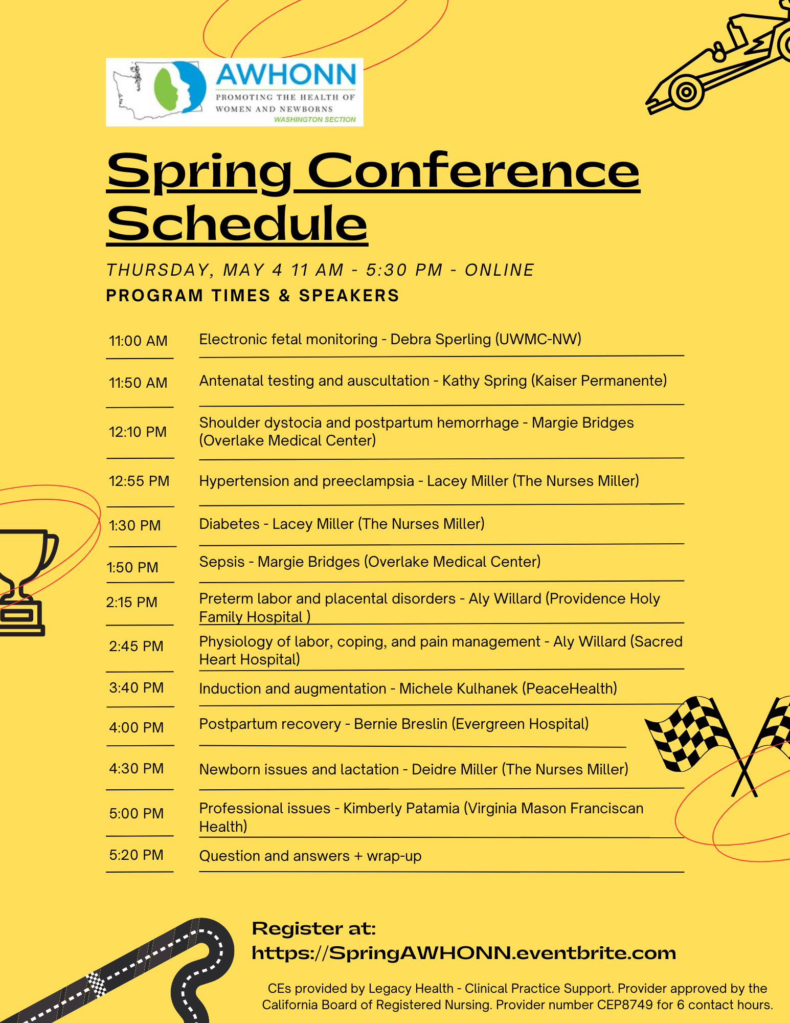 Spring Conference Schedule & Handouts AWHONN Washington Section